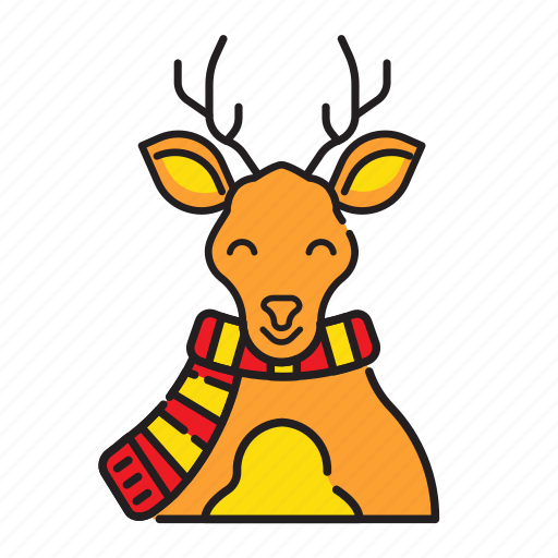 Reindeer, scarft, winter, christmas, xmas icon - Download on Iconfinder