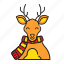 reindeer, scarft, winter, christmas, xmas 