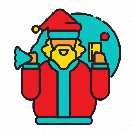 Santa, claus, with, mobile, phone icon - Download on Iconfinder