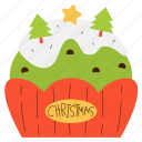 cupcake, christmas, winter, xmas, doodle, cute, kawaii, element, decorative