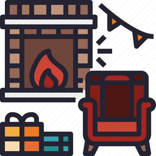 Winter, fireplace, living, chimney, xmas, room icon - Download on Iconfinder