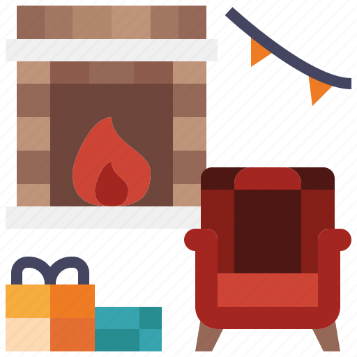 Winter, xmas, chimney, living, fireplace, room icon - Download on Iconfinder