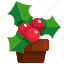 mistletoe, plant, decoration, christmas, pot 