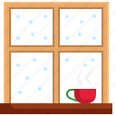 christmas, hot, winter, drink, snow, window