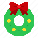 christmas, wreath, bow, xmas, ornament, decoration