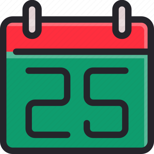 25th, calendar, christmas, december, holiday, organizer, schedule icon - Download on Iconfinder