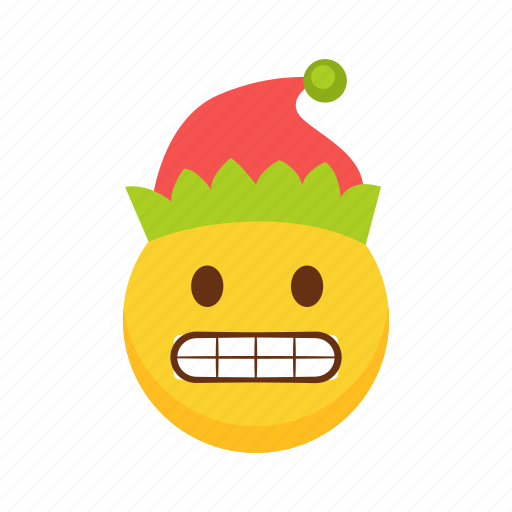 Unhappy, christmas, emoji, elf, hat, yellow, flat icon - Download on Iconfinder