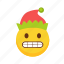 unhappy, christmas, emoji, elf, hat, yellow, flat, icon, symbol 