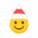 happy, santa, claus, hat, smile, flat, icon, fun, yellow