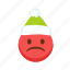 red, angry, flat, icon, santa, claus, unhappy, hat, fun 