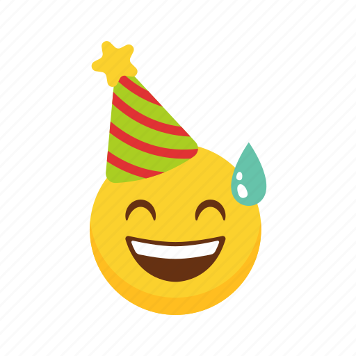 Happy, birthday, hat, tear, fun, yellow, flat icon - Download on Iconfinder