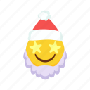 hat, beard, flat, icon, santa, claus, smile, fun, yellow