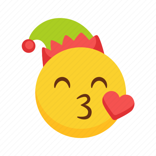 Love, christmas, emoji, elf, hat, yellow, flat icon - Download on Iconfinder