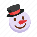 funny, snowman, flat, icon, santa, claus, hat, fun, yellow
