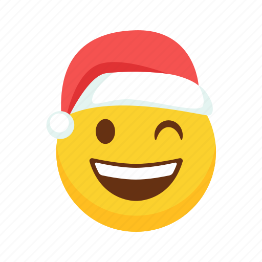 Happy, santa, claus, flat, icon, winks, hat icon - Download on Iconfinder