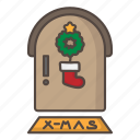 door, decoration, mistletoe, sock, christmas, xmas