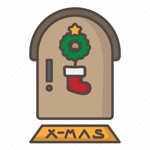 Door, decoration, mistletoe, sock, christmas, xmas icon - Download on Iconfinder