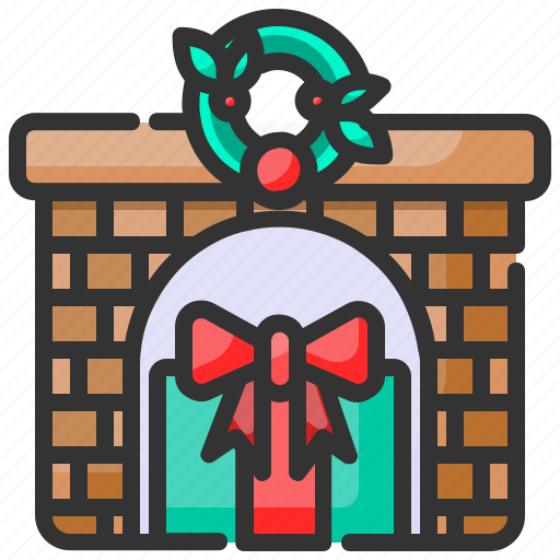 Brick, presents, xmas, fireplace, christmas, gift box icon - Download on Iconfinder