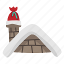 christmas, xmas, gift, roof, chimney