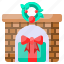brick, gift box, fireplace, christmas, presents, xmas 