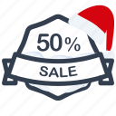 christmas, guarantee, label, percent, sale, santa
