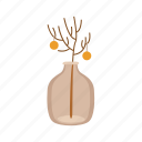 vase, tree, flat, icon, holiday, winter, christmas, interior, home
