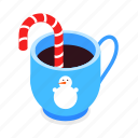 cup, sugar, winter, candy cane