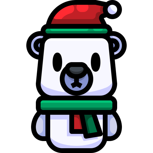 Bear, polar bear, santa hat, scarf, winter icon - Free download