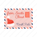 greeting, card, santa, claus, flat, icon, christmas, snow, globe
