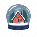 flat, icon, christmas, snow, globe, house, home