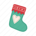 christmas, flat, icon, box, cozy, surprise, celebration, winter, socks