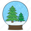 tree, snow, globe, winter, xmas, christmas, decoration 