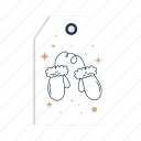 gloves, flat, icon, tag, christmas, label, badge, banner, snow