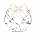 wreath, flat, icon, tag, christmas, label, badge, banner, snow