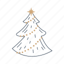 evergreen, tree, flat, icon, tag, christmas, label, badge, banner