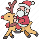 santa, riding, christmas, sleigh, festive