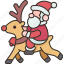 santa, riding, christmas, sleigh, festive 