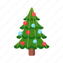 christmas, toys, flat, icon, holiday, decorated, tree, coniferous, trees