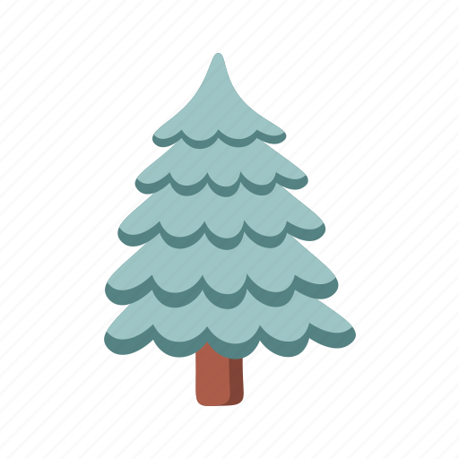 Flat, icon, white, christmas, decorated, tree, coniferous icon - Download on Iconfinder