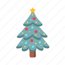 christmas, flat, icon, light, star, decorated, tree, coniferous, trees