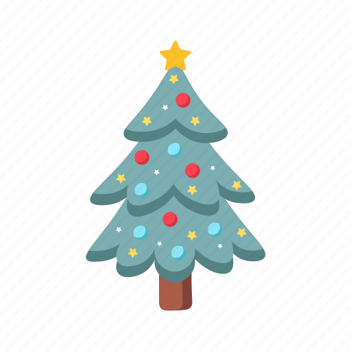 Christmas, flat, icon, light, star, decorated, tree icon - Download on Iconfinder