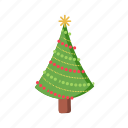 christmas, tree, flat, icon, decorated, coniferous, trees, decorative
