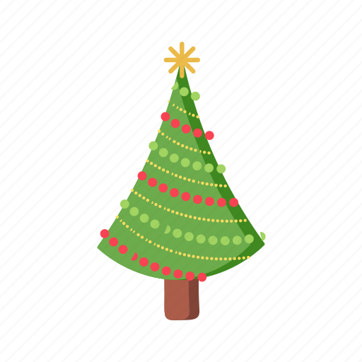 Christmas, tree, flat, icon, decorated, coniferous, trees icon - Download on Iconfinder