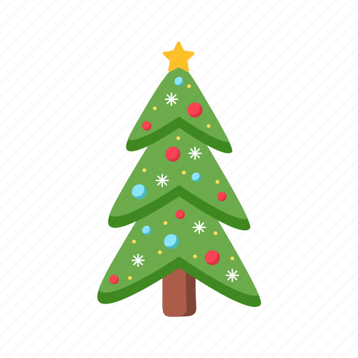 Christmas, light, flat, icon, stars, decorated, tree icon - Download on Iconfinder