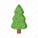 christmas, lights, flat, icon, decorated, tree, coniferous, trees, decorative