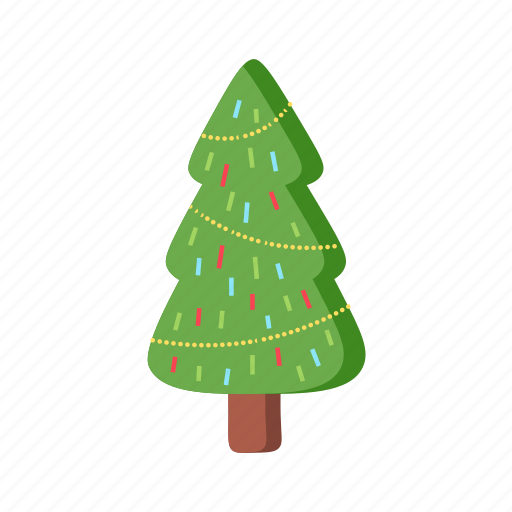 Christmas, lights, flat, icon, decorated, tree, coniferous icon - Download on Iconfinder
