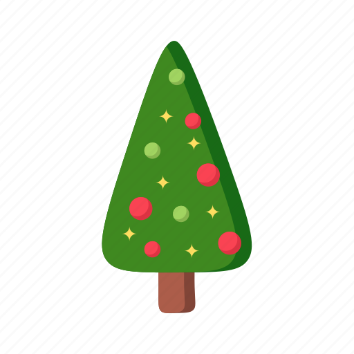 Christmas, flat, icon, evergreen, winter, decorated, tree icon - Download on Iconfinder