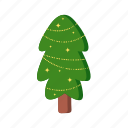 christmas, ceder, evergreen, flat, icon, decorated, tree, coniferous, trees