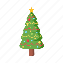 christmas, flat, icon, star, light, decorated, tree, coniferous, trees