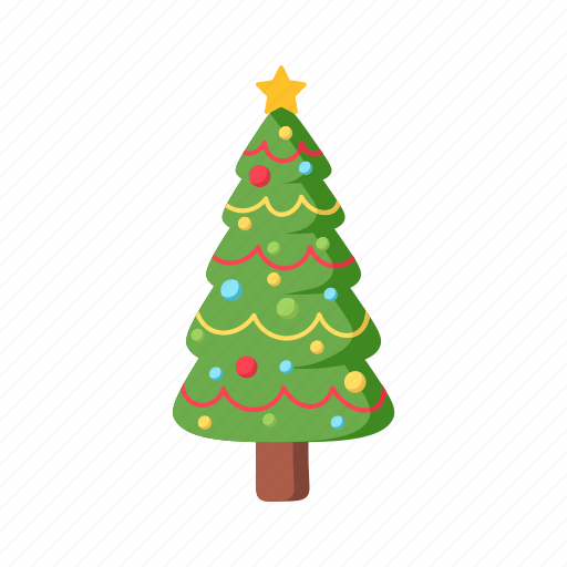 Christmas, flat, icon, star, light, decorated, tree icon - Download on Iconfinder